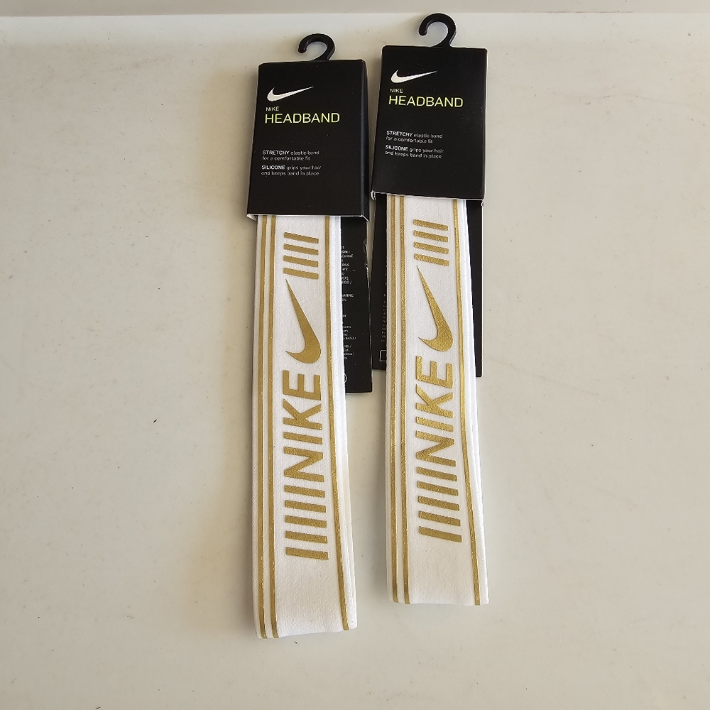 Nike Gold and White Athletic Headbands